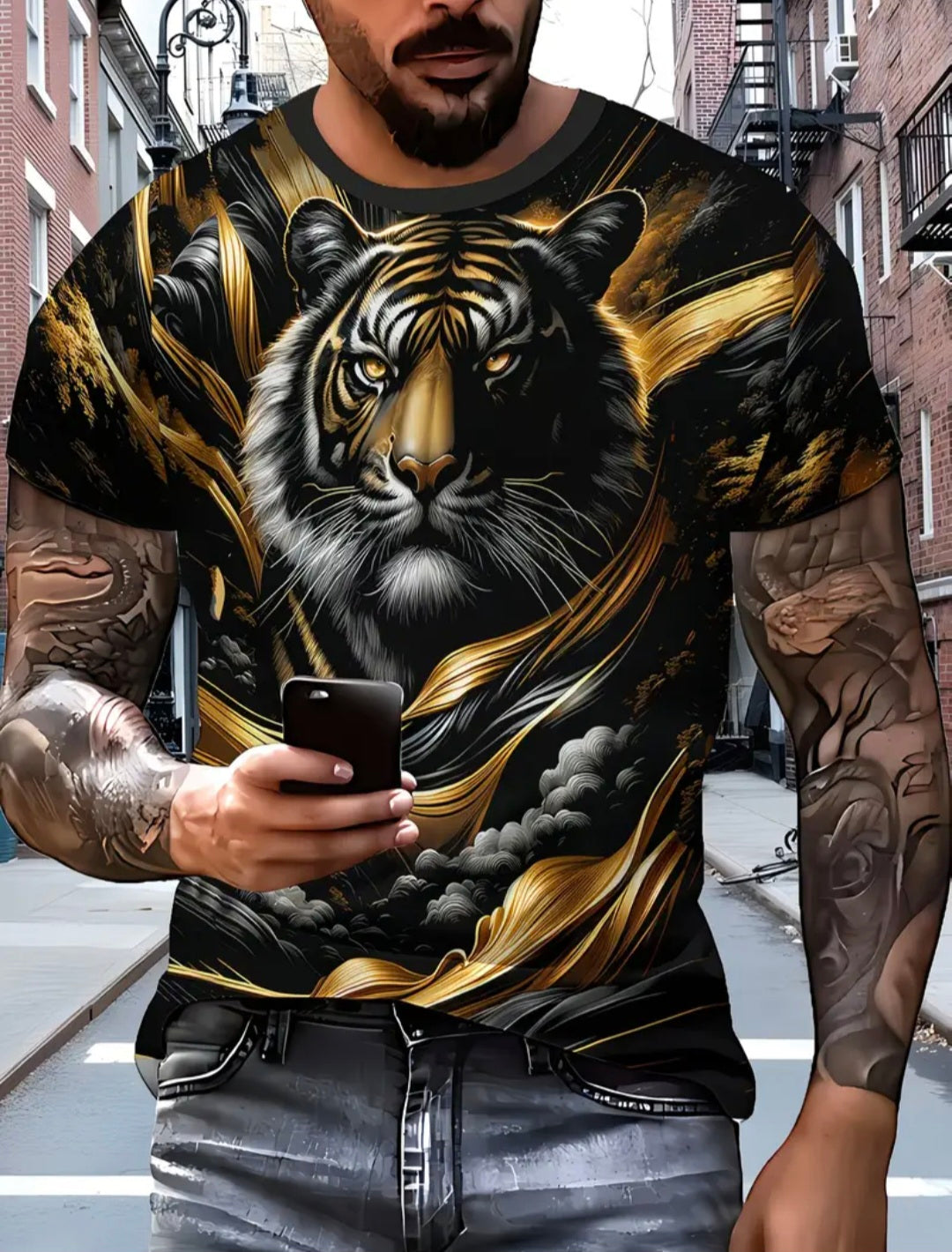 Tshirt Tiger Black and Gold